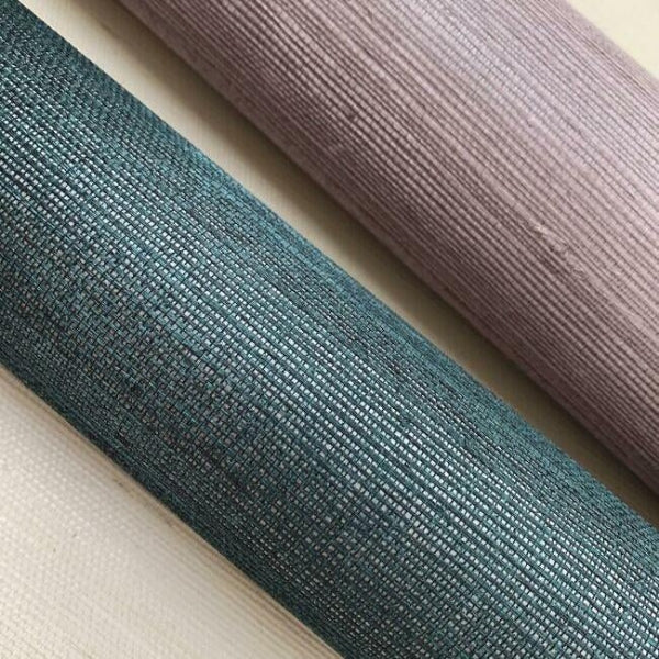 Plain Sisal Grasscloth Teal Wallpaper