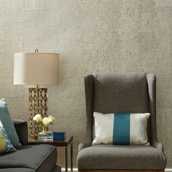 Cork Warm Silver Wallpaper