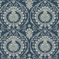Imperial Damask Navy & Silver Wallpaper