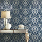 Imperial Damask Navy & Silver Wallpaper
