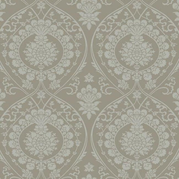 Imperial Damask Beige & Silver Wallpaper