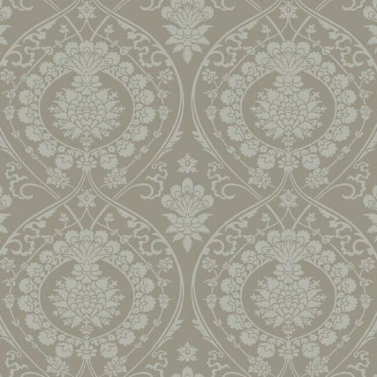 Imperial Damask Beige & Silver Wallpaper