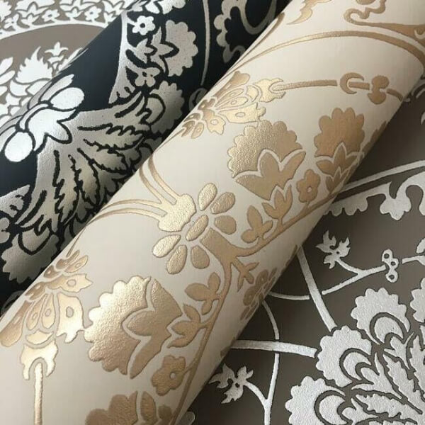 Imperial Damask Beige & Silver Wallpaper
