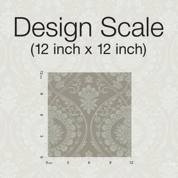 Imperial Damask Beige & Silver Wallpaper