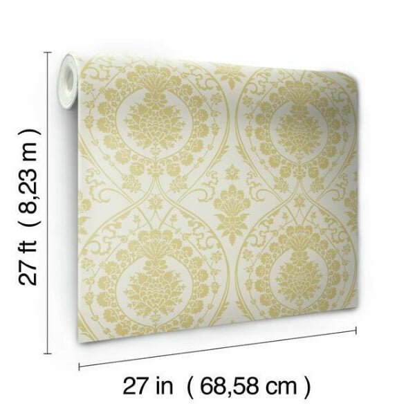 Imperial Damask Off White & Gold Wallpaper