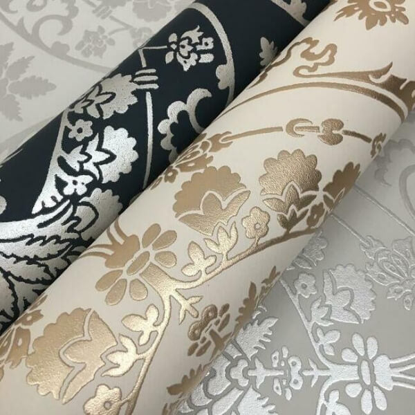 Imperial Damask Off White & Gold Wallpaper
