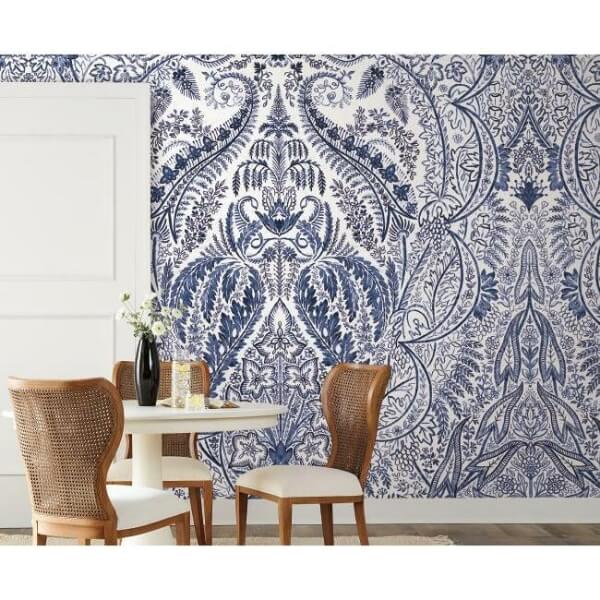 Jaipur Paisley Damas Blue Wall Mural