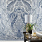 Jaipur Paisley Damas Blue Wall Mural