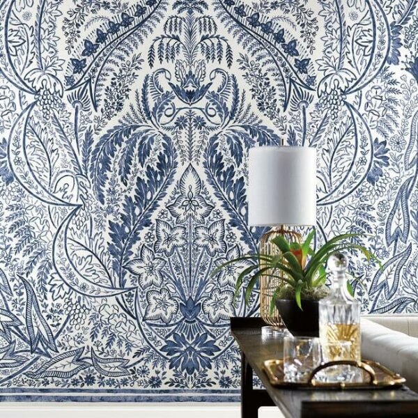 Jaipur Paisley Damas Blue Wall Mural