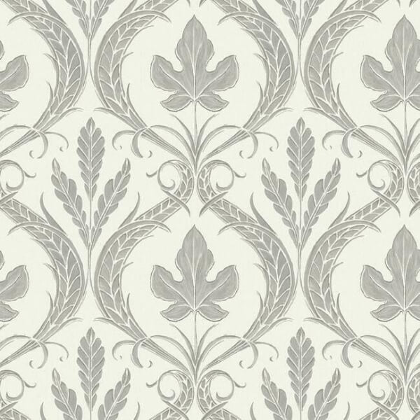 Adirondack Damask Grey & Beige Wallpaper