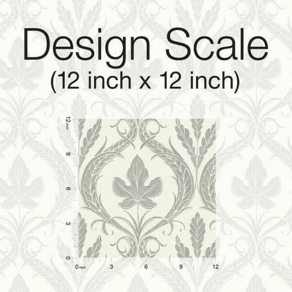 Adirondack Damask Grey & Beige Wallpaper