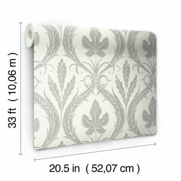 Adirondack Damask Grey & Beige Wallpaper