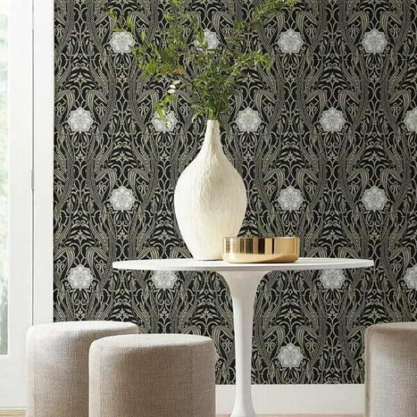 Gatsby Damask Black Wallpaper