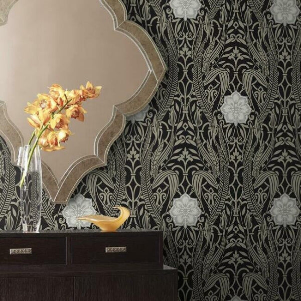 Gatsby Damask Black Wallpaper