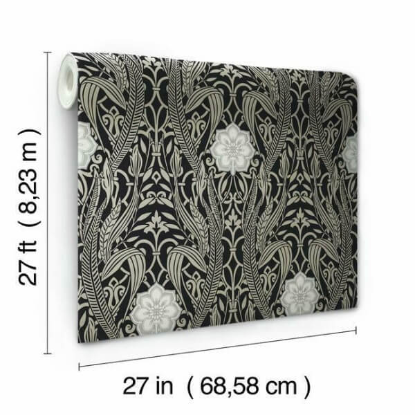 Gatsby Damask Black Wallpaper