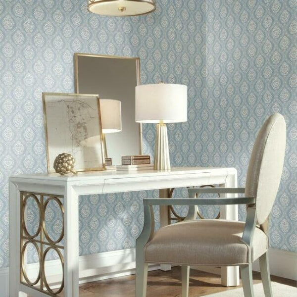 Petite Ogee Blue Wallpaper