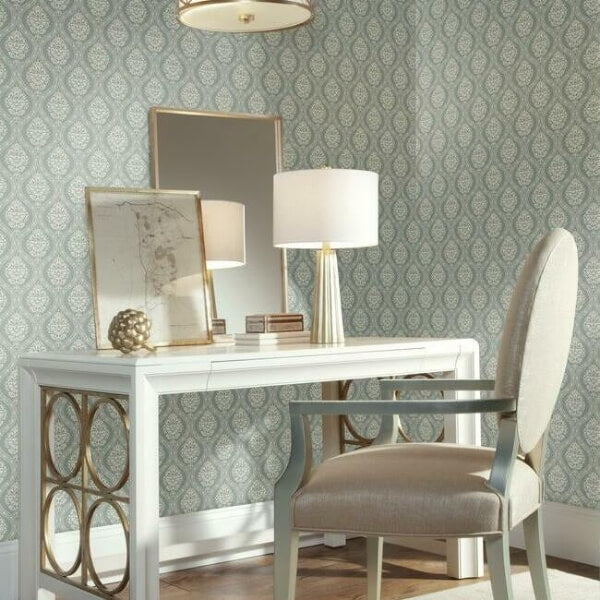 Petite Ogee Green Wallpaper