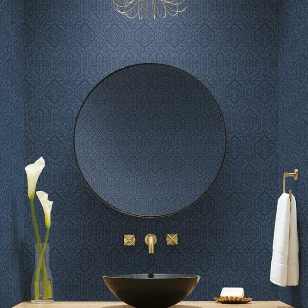 Cathedral Damask Blue Wallpaper