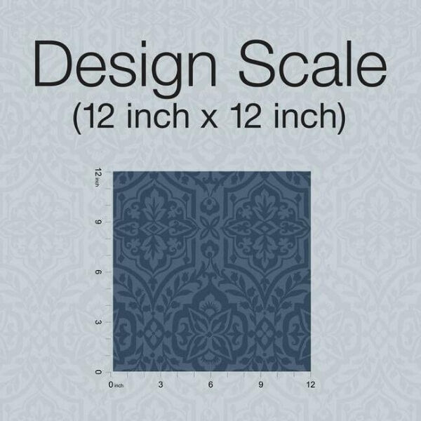 Cathedral Damask Blue Wallpaper