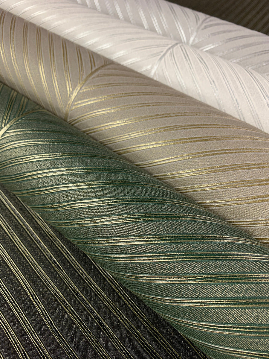 Green/Gold Palm Chevron Wallpaper
