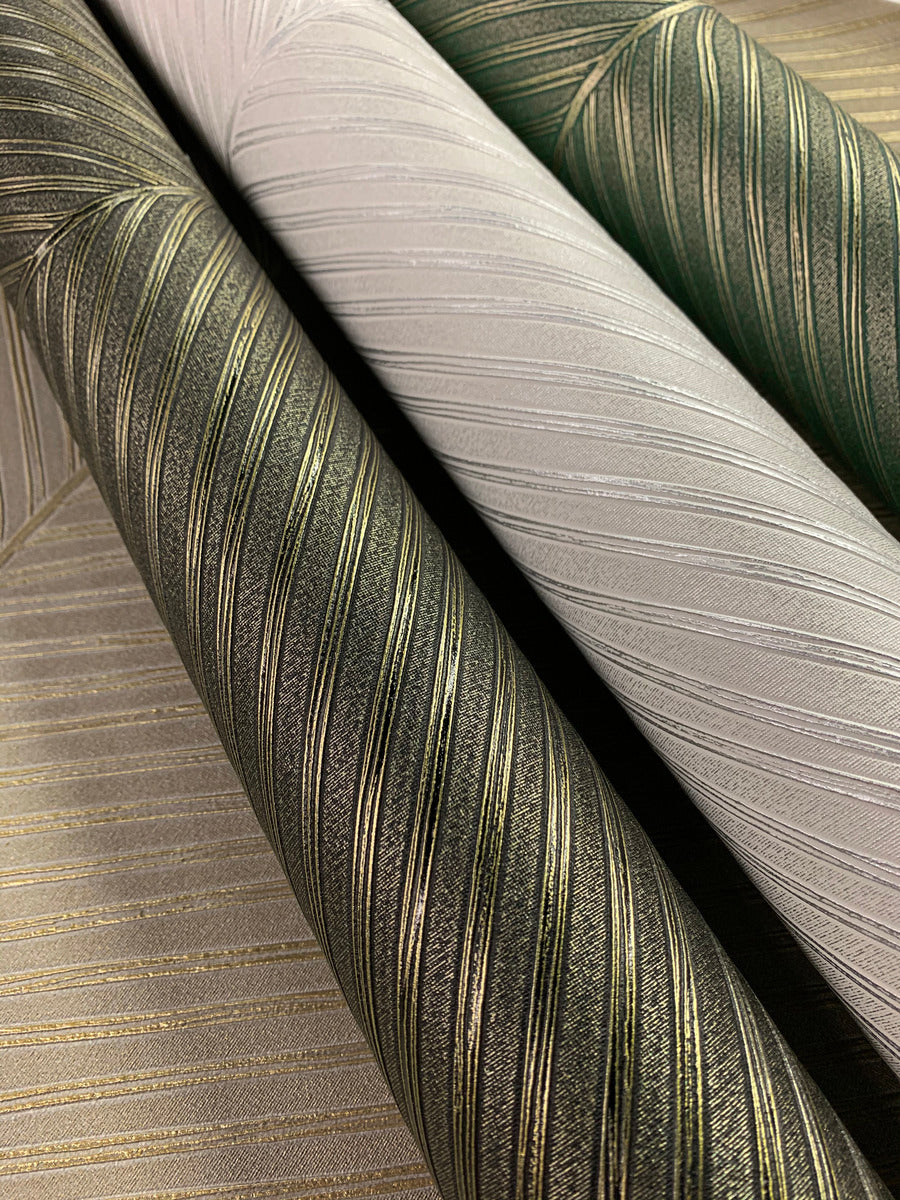 Green/Gold Palm Chevron Wallpaper