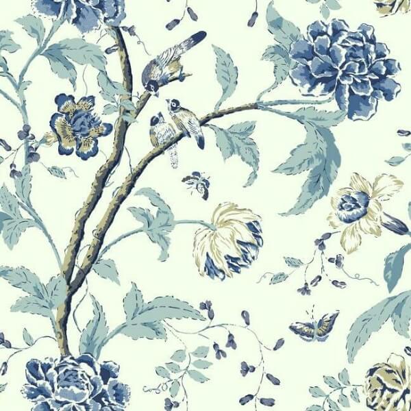 Teahouse Floral Green Wallpaper