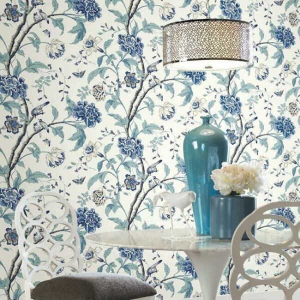 Teahouse Floral Green Wallpaper