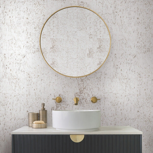 Cork Bright White & Gold Wallpaper