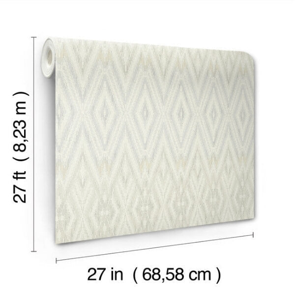 Diamond Marquise Blue & Neutral Wallpaper