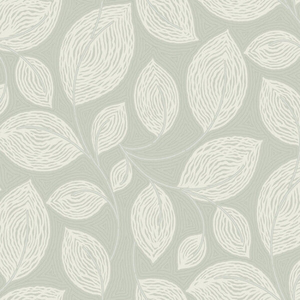 Contoured Leaves Green Wallpaper