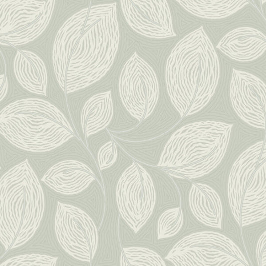 Contoured Leaves Green Wallpaper