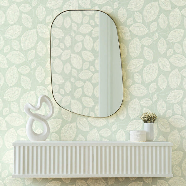 Contoured Leaves Green Wallpaper