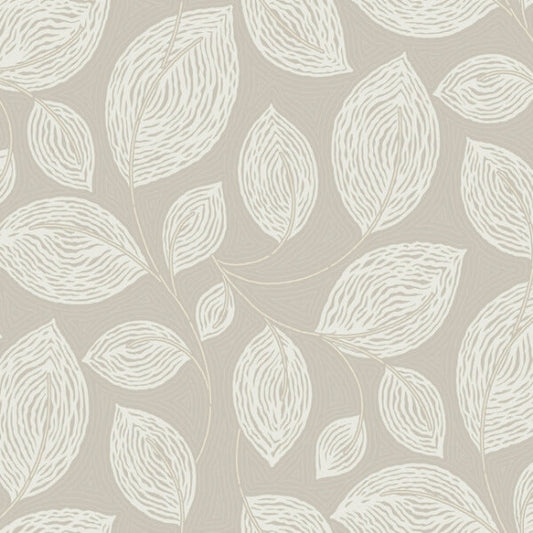 Contoured Leaves Taupe Wallpaper