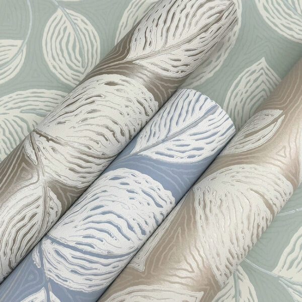 Contoured Leaves Taupe Wallpaper