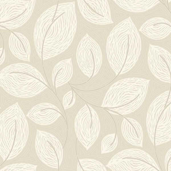 Contoured Leaves Sand Wallpaper
