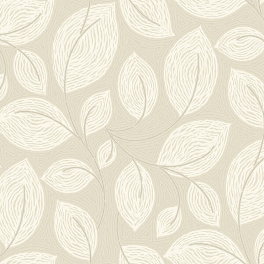 Contoured Leaves Sand Wallpaper