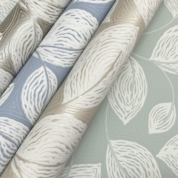 Contoured Leaves Sand Wallpaper