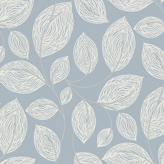 Contoured Leaves Indigo Blue Wallpaper