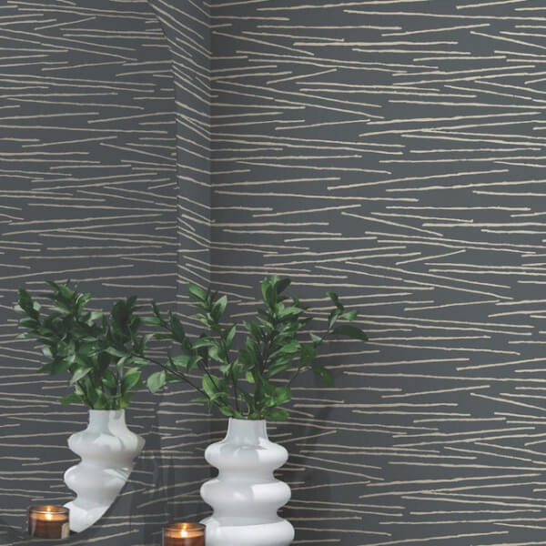Line Horizon Charcoal Wallpaper