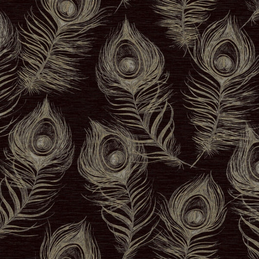 Regal Peacock Black Wallpaper