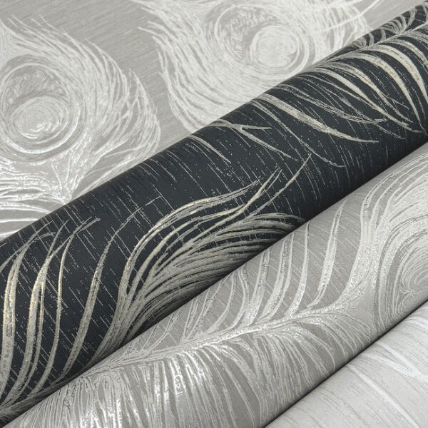 Regal Peacock Black Wallpaper