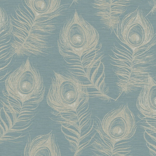 Regal Peacock Dark Teal Wallpaper