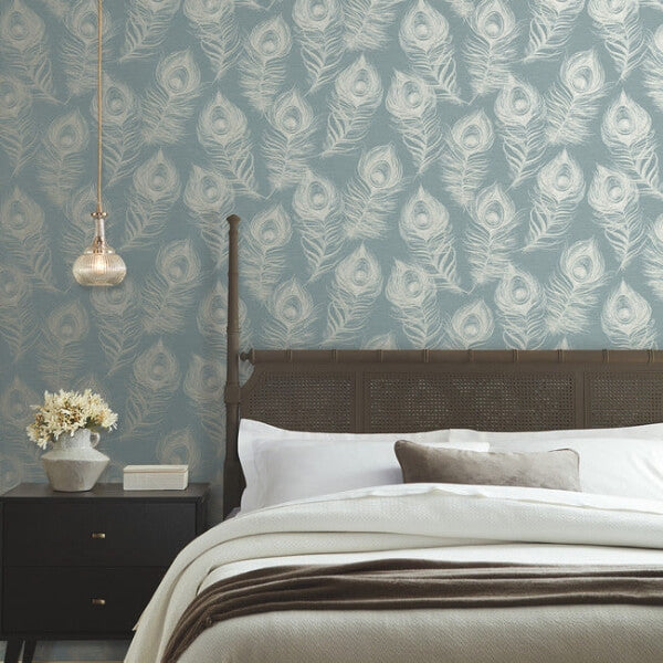 Regal Peacock Dark Teal Wallpaper