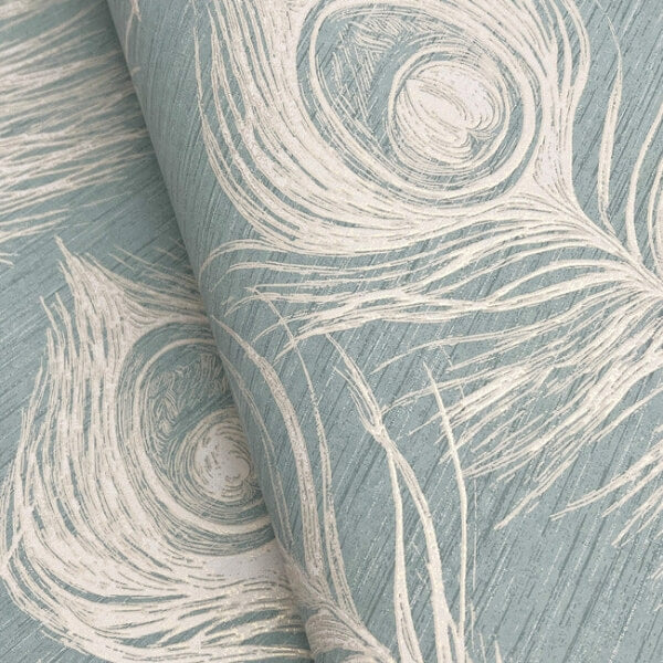 Regal Peacock Dark Teal Wallpaper