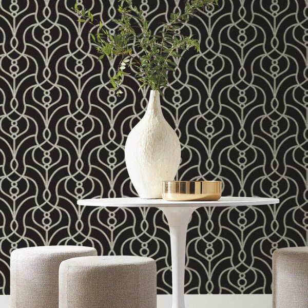 Divine Trellis Black Wallpaper