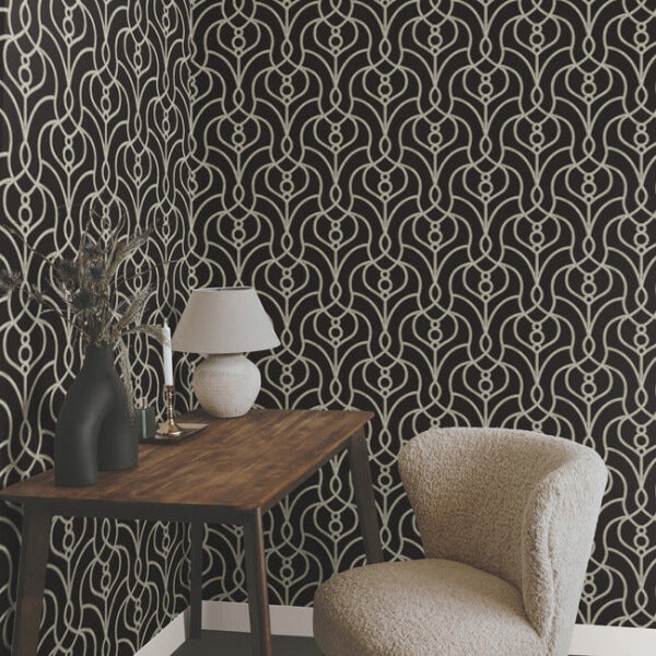 Divine Trellis Black Wallpaper