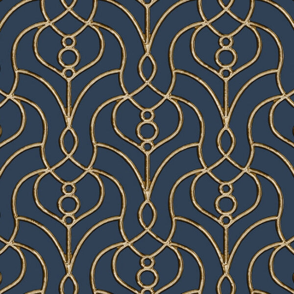 Divine Trellis Navy Wallpaper