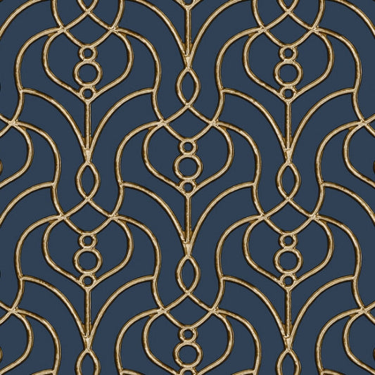 Divine Trellis Navy Wallpaper