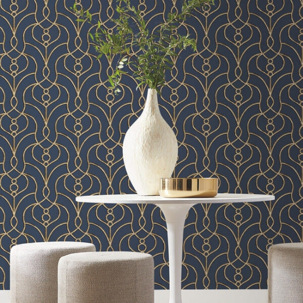 Divine Trellis Navy Wallpaper