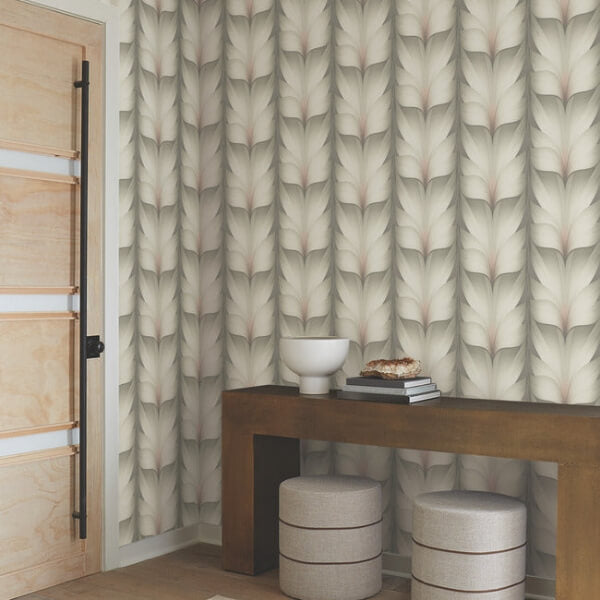 Lotus Light Stripe Taupe & Blush Wallpaper